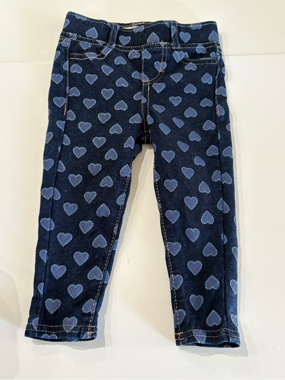 Levi’s Toddler Girls Heart Print Navy Jeggings, pull-on Legging size 18 mo